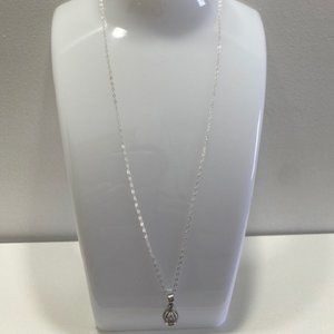 20-inch sterling silver necklace with cubic zirconia crown tassel cap